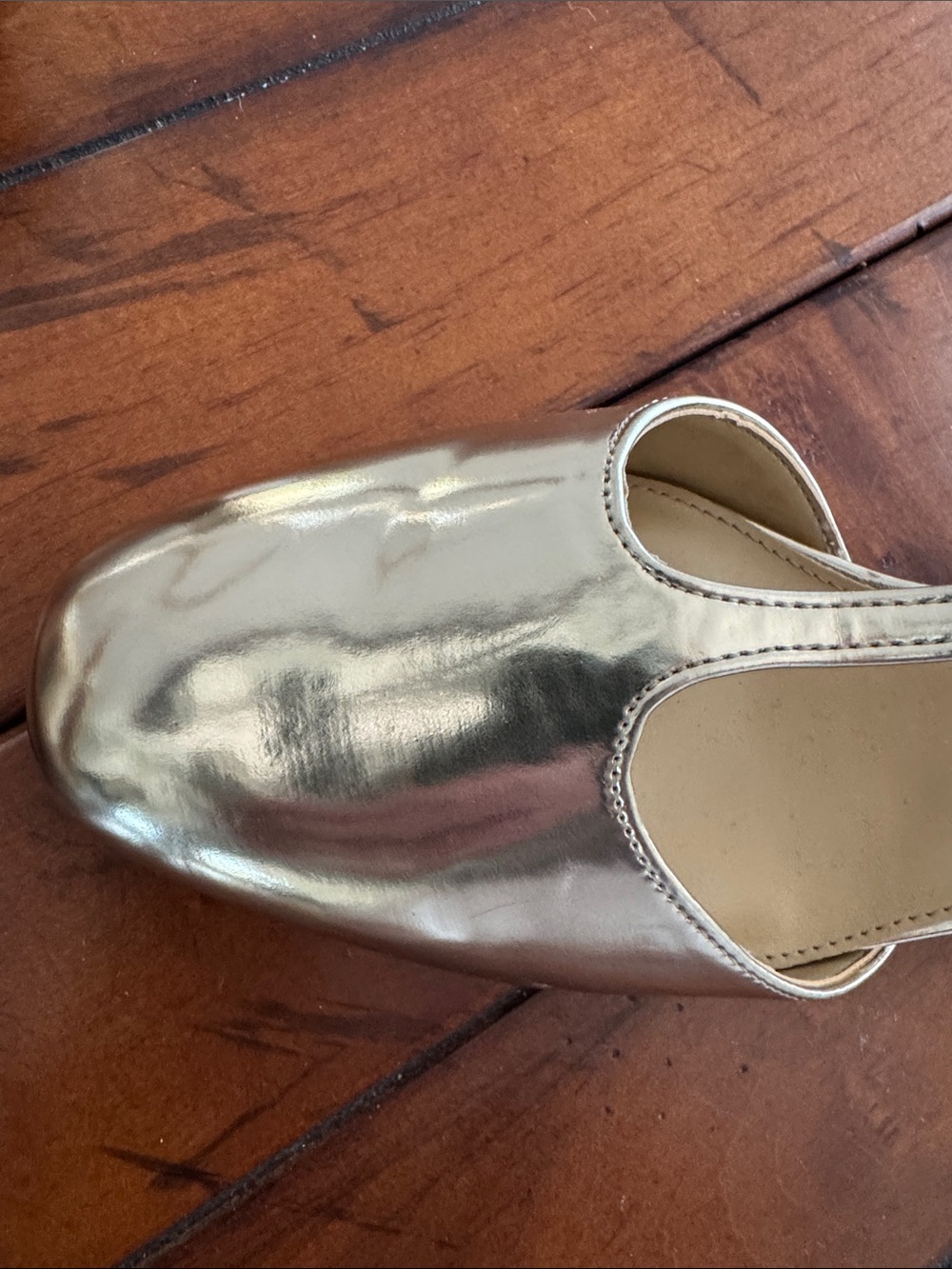 J. Crew Metallic Gold T-Strap Slingback Heels - Picture 4 of 4